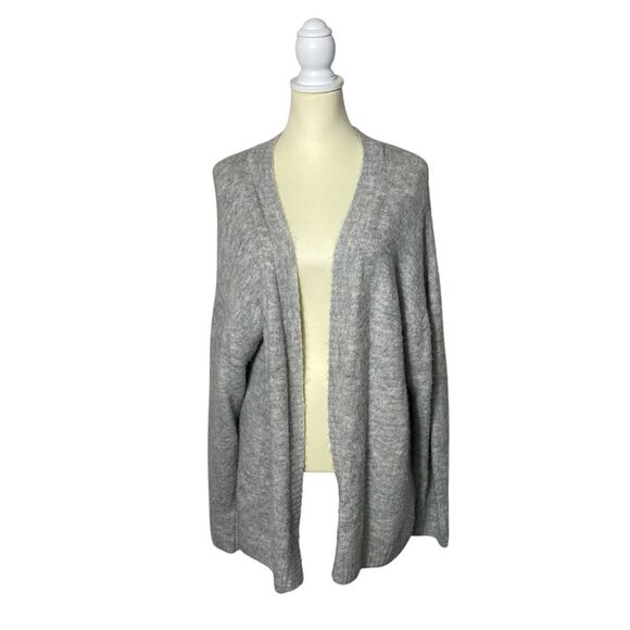 H&M Long Line Open Front Wool Blend Soft Minimalist Cardigan Women's Size Medium - Picture 1 of 15